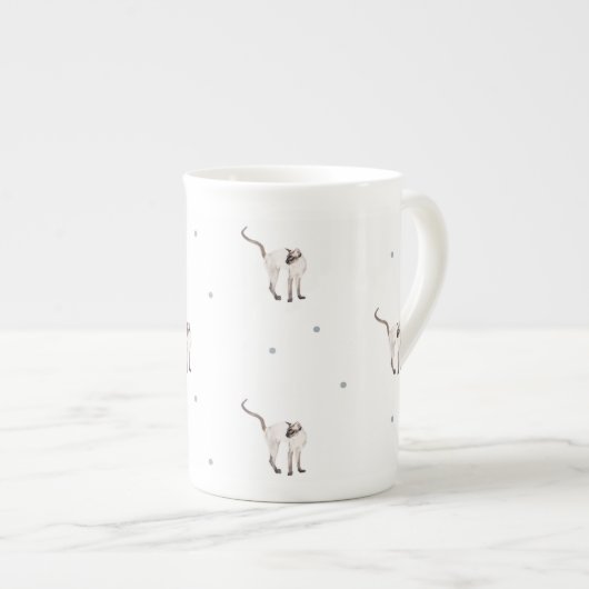 Siamesische Knochen-China-Tee-Schale Porzellantasse (Vorderseite Rechts)