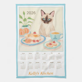 Siamesische Pfoten & Teezeit Küchentuch-Kalender Geschirrtuch