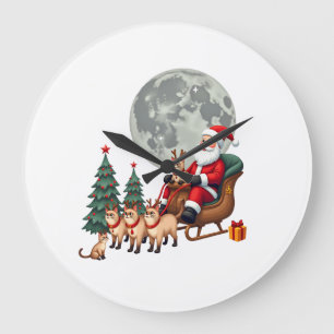 Siamesische-Rentier-Weihnachten Siamesische-Katzen Große Wanduhr