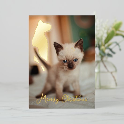 siamesische Weihnachten Folien Feiertagskarte (Stehend vorne)