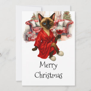 Siamesische Weihnachtskatze Postkarte – Lustiger F