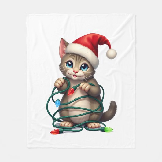 Siamesische Weihnachtskatze V-Ausschnitt (2) Fleecedecke (Vorderseite)