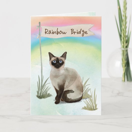 Siamesisches Cat Pet Beileid über Rainbow Bridge Karte (Vorderseite)