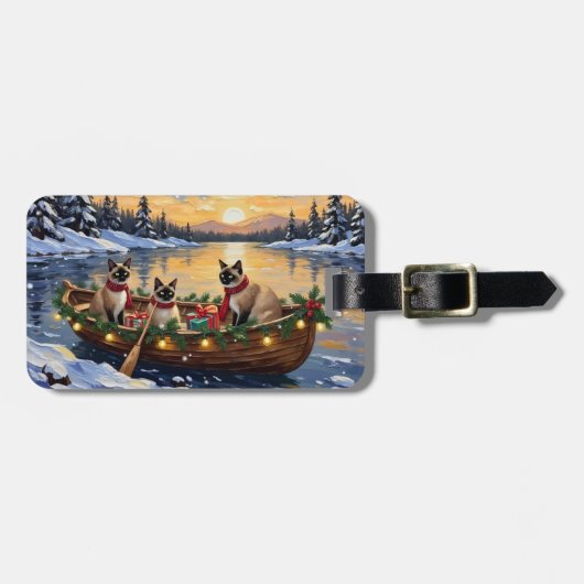Siamesisches Katzen-Weihnachtsboot-Fest Gepäckanhänger (Vorderseite horizontal)