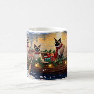 Siamesisches Katzen-Weihnachtsboot-Fest Kaffeetasse