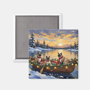 Siamesisches Katzen-Weihnachtsboot-Fest Magnet