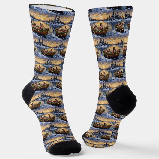 Siamesisches Katzen-Weihnachtsboot-Fest Socken (Gewinkelt)