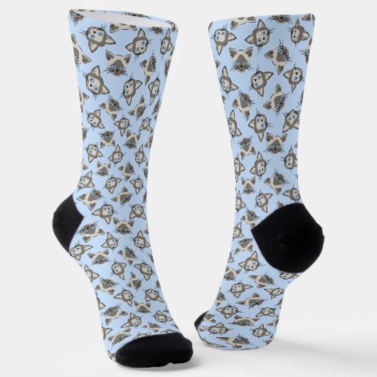 Siamesisches Mit Augen Cat Faces Graphic Art Muste Socken (Gewinkelt)
