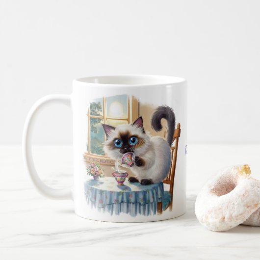 Siamessische Katze & Teestunde Tasse (Mit Donut)