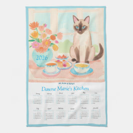 Siamessische Katze, Teetassen & Teetuch-Kalender a Geschirrtuch