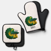 Siamische Bekämpfung des Cartoon Ofenhandschuh & Topflappen-Set (Vorderseite/Rückseite)