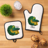 Siamische Bekämpfung des Cartoon Ofenhandschuh & Topflappen-Set (Oben Unten)