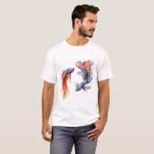 Siamische Kämpfe Fische, Zwillinge, Aquarellfarben T-Shirt (Vorne ganz)