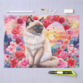 Siamische Kätzchen im Herzen der Rose Sonnenunterg Seidenpapier (Handwerk)