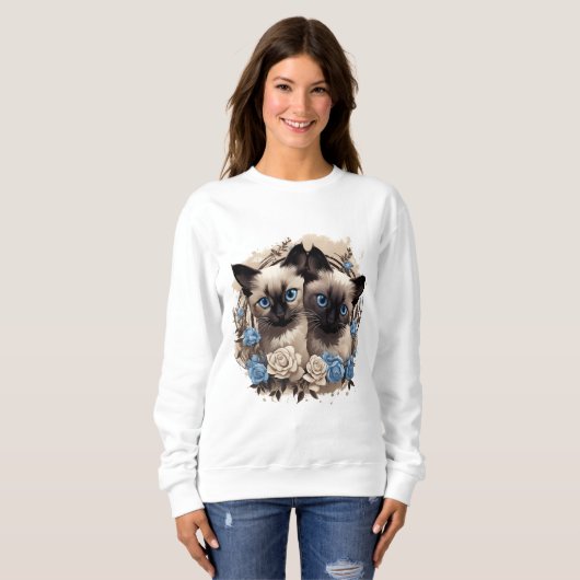 Siamische Kätzchen Sweatshirt für Katzen Liebhaber (Vorne ganz)