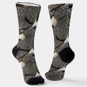 Siamische Katze auf Leopard Print Wild Animal Spot Socken