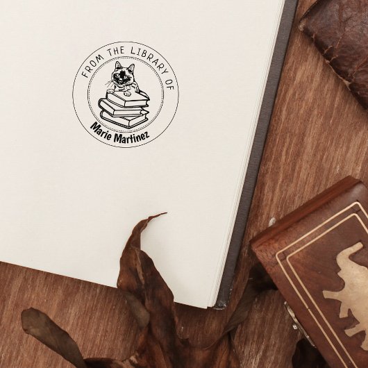 Siamische Katze, Buch aus der Bibliothek von Gummistempel