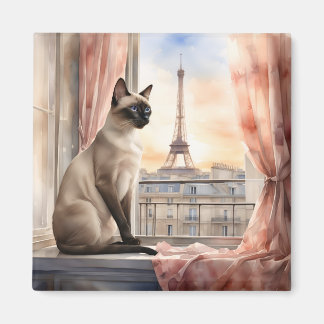 Siamische Katze Entspannen am Pariser Fensterplatz Magnet