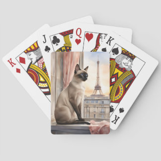 Siamische Katze Entspannen am Pariser Fensterplatz Spielkarten
