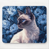 Siamische Katze in Blumen Mousepad (Vorne)
