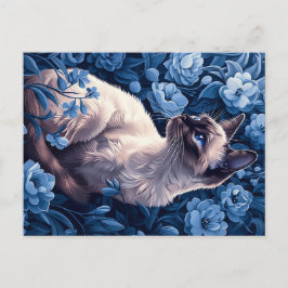 Siamische Katze in Blumen Postkarte