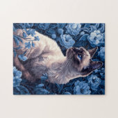 Siamische Katze in Blumen Puzzle (Horizontal)