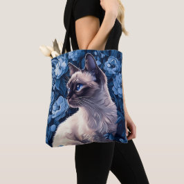 Siamische Katze in Blumen Tasche