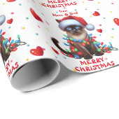 Siamische Katze in Weihnachtslicht ummantelt Geschenkpapier (Rolleneckpunkt)