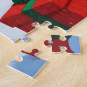 Siamische Katze läuft im Schnee mit Weihnachtsmütz Puzzle (Seite)