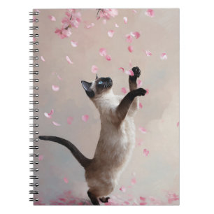 Siamische Katze mit Kirschblüten SpiralNotebook Notizblock