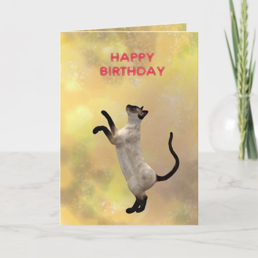 Siamische Katze und Happy Birthday Karte (Vorderseite)