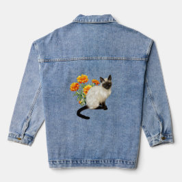 Siamische Katze und Marigold Frauenjacke Jeansjacke