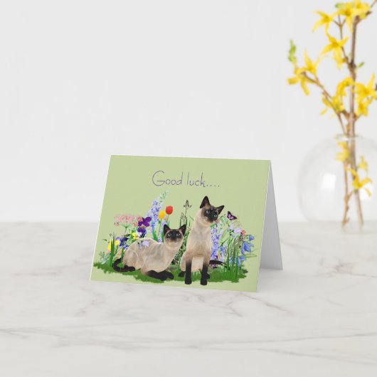 Siamische Katzen - Note Card Karte (Gelbe Blume)