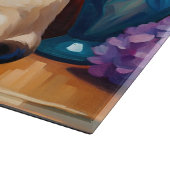 Siamische Katzen und Bouquets in Vasen, Aquarell Schneidebrett (Ecke)