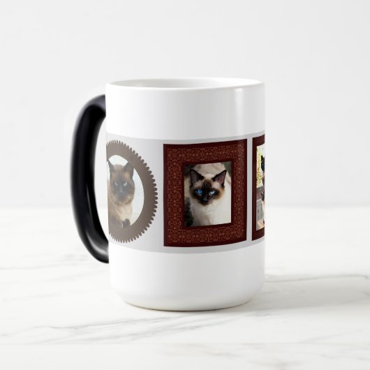 Siamische Katzenfamilie Foto Geschenk Morphing Tas Verwandlungstasse (Vorderseite Links)