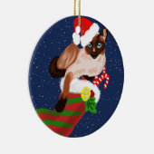 Siamische Katzenjause mit Strumpf und Weihnachtsma Keramik Ornament (Rechts)