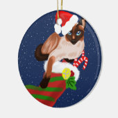 Siamische Katzenjause mit Strumpf und Weihnachtsma Keramik Ornament (Links)