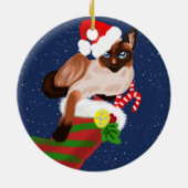 Siamische Katzenjause mit Strumpf und Weihnachtsma Keramik Ornament (Hinten)