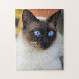 Siamische Kätzin mit schönen blauen Augen Puzzle