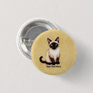 Siamkatze auf altem Papier Button