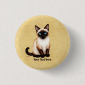 Siamkatze auf altem Papier Button (Vorderseite)