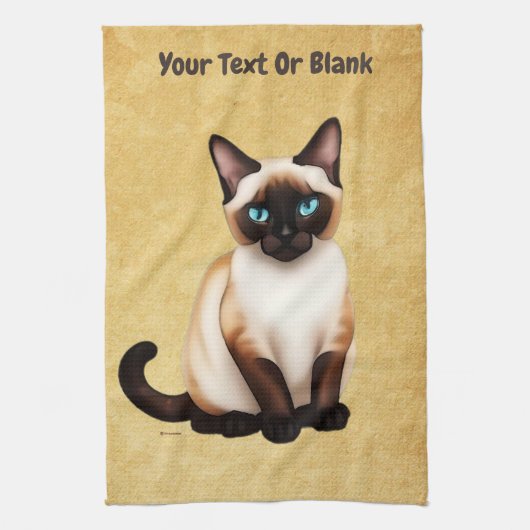 Siamkatze auf altem Papier Geschirrtuch (Vertikal)