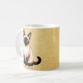 Siamkatze auf altem Papier Kaffeetasse (Vorderseite Links)