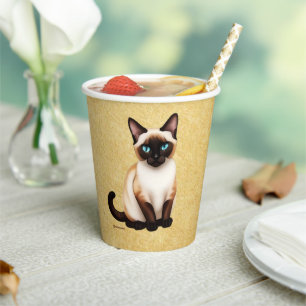 Siamkatze auf altem Papier Pappbecher