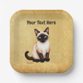 Siamkatze auf altem Papier Pappteller (Vorderseite)
