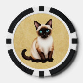 Siamkatze auf altem Papier Pokerchips (Vorderseite)