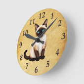 Siamkatze auf altem Papier Runde Wanduhr (Winkel)