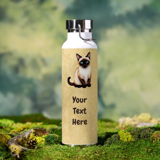 Siamkatze auf altem Papier Trinkflasche (Außenbereich (gedreht))