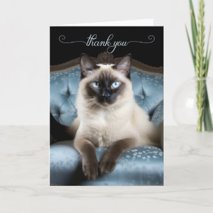 Siamkatze auf einem blauen Stuhl Dankeskarte