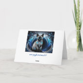 Siamkatze, blau-weiß abstrakt zum Geburtstag Karte (Rückseite)